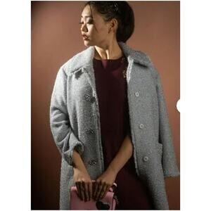 KateSpade NY Woman Silver Tinsel Tweed Coat Size 12 NWT